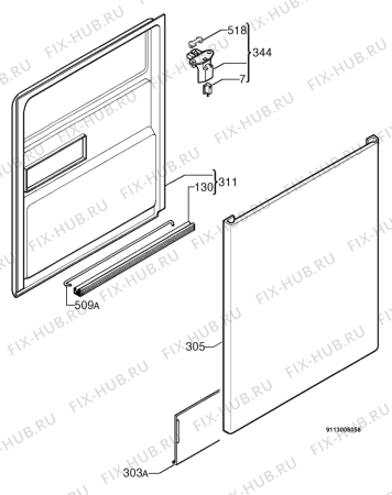 Взрыв-схема посудомоечной машины Rosenlew RW721 - Схема узла Door 003